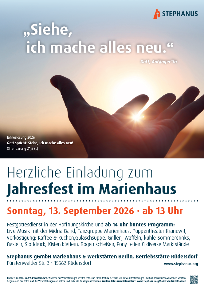 Einladungsplakat zum Jahresfest im Marienhaus 2026
