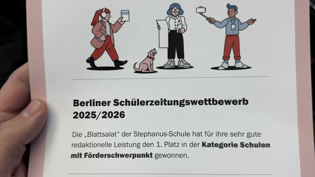 Urkunde 1. Platz für den Schülerzeitungwettbewerb 2025/2026