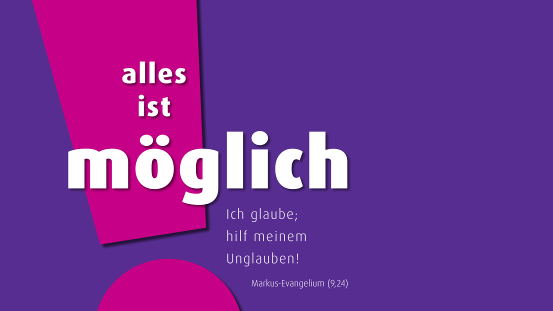 Auf lila Hintergrund steht geschrieben: "Alles ist möglich!"